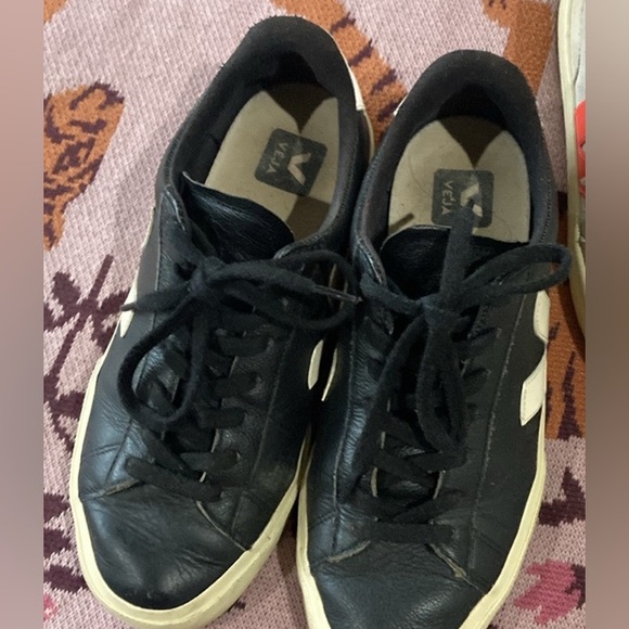 Veja 2 pairs, Black Leather & Blue Metallic Sneakers Size 8 - Picture 2 of 9